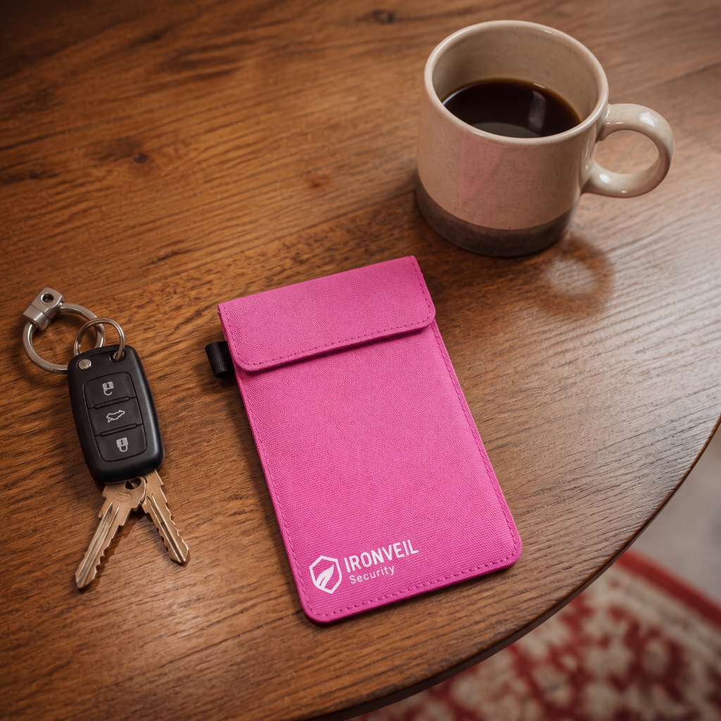large [pink] on table